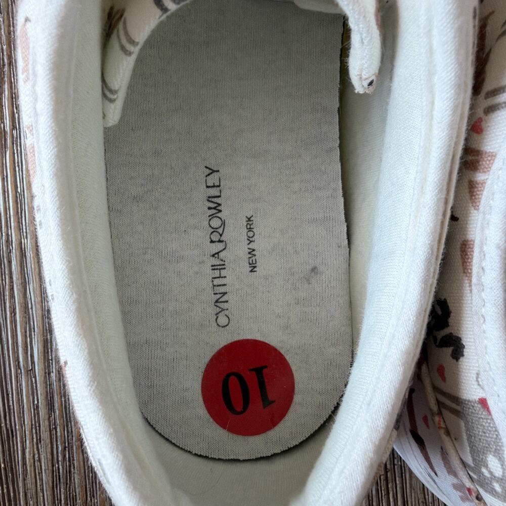 Cynthia Rowley Grey Brown Varied Dogs Tiny Hearts Platform Canvas Shoes women 10 - Picture 6 of 10